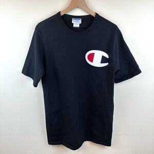 Champion Blue Bar Vintage 70s Black Big Stitched‎ Logo T Shirt Men’s L